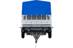 Remorque voiture 264×150 UNITRAILER GARDEN 265 KIPP avec ridelles grillagées, arceau H-800 et bâche bleue – Image 7