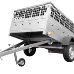 Remorque voiture utilitaire 200×125 avec bâche plate, ridelles grillagées et roue jockey – Garden Trailer 201 KIPP