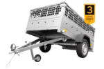 Remorque voiture utilitaire 200×125 avec bâche plate, ridelles grillagées et roue jockey – Garden Trailer 201 KIPP – Image 3
