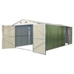 Garage double portes vert pâle et crème 18m² + kit d’ancrage X-METAL – Image 7