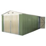 Garage double portes vert pâle et crème 18m² + kit d’ancrage X-METAL – Image 9