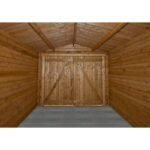 Garage en bois massif 40mm traité teinté marron Gardy Shelter – Image 3