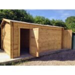 Garage en bois massif 40mm traité teinté marron Gardy Shelter – Image 4