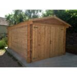 Garage en bois massif 40mm traité teinté marron Gardy Shelter – Image 5