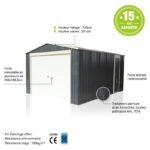 Garage métal anthracite 19,52m² porte enroulable + kit d’ancrage – Image 13