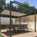 Pergola autoportante NATERIAL Equinox acier / aluminium gris anthracite, 11.46 m