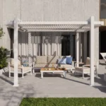 Pergola autoportante NATERIAL Odyssea / persea aluminium blanc, 11.52 m²