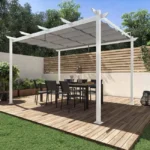 Pergola autoportante NATERIAL Omega aluminium blanc, 8.31 m²