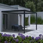 Pergola bioclimatique adossée TIERAL Caleta aluminium gris anthracite, 12 m²