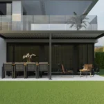 Pergola adossée TIERAL Caleta aluminium gris, 18,6 m²