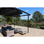 COULEURS DU MONDE - Pergola adossée ODESSA coloris gris - Aluminium - 3 x 3.60 m – Image 4