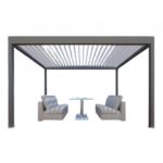 OCEO - Pergola autoportée bioclimatique ZEPHIR motorisée - 3x4 m - Alu / Lames - Grey – Image 2