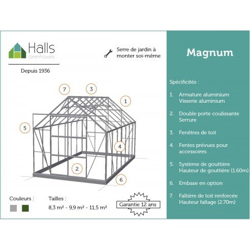 serre-en-polycarbonate-6-mm-magnum-99-m-laquee-verte-2.jpg HALLS - Serre de jardin Magnum 9.9 m² polycarbonate 6 mm - Vert – Image 1