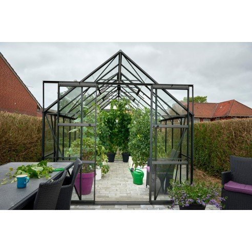serre-en-verre-trempe-3-mm-magnum-115-m-laquee-noire-2.jpg HALLS - Serre de jardin Magnum 11.5 m² verre trempé 3 mm - Noir – Image 1