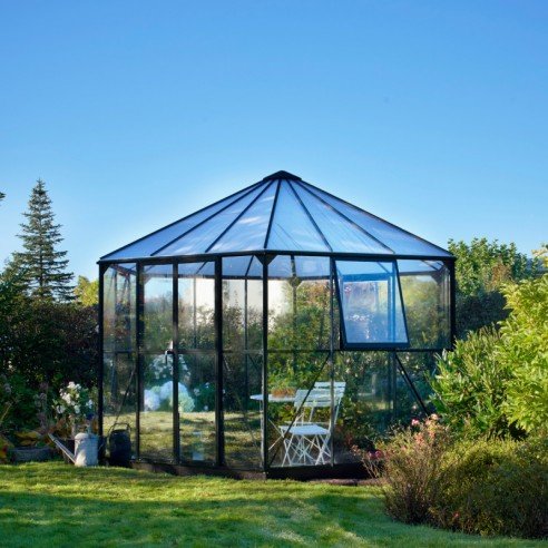 serre-veranda-atrium-laquee-noire-9-m-en-verre-trempe-3-mm-2.jpg HALLS - Serre véranda Atrium 9 m² en verre trempé 3 mm - Noir – Image 1
